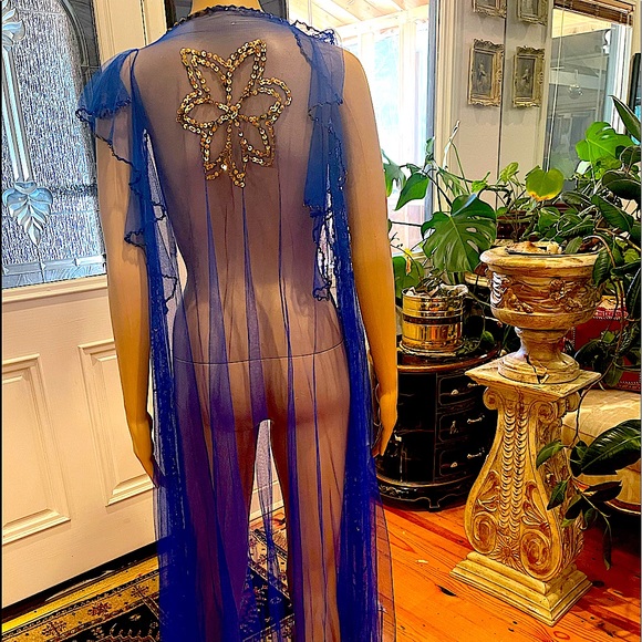 Designer Madame Abla Professional Egyptian bellydance costume Dark Blue & gold - Picture 14 of 16